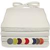 sunnypillow Set di 4 Cuscini per Sedia 40 x 45 cm - Cuscini da Esterno Confortevoli e Durevoli con Pratici Lacci - Spessore 5 cm - con Fodera Removibile - Cuscini Sedie Giardino Mobili Rattan, Cremoso