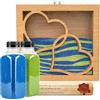 NIRALIS Kit Rituale di Sabbia per Matrimonio con Cornice Cuori - Cerimonia Simbolica d'Amore - Include 2 Colori di Sabbia (800g c/u) - Regalo San Valentino - Modello Quercia (Quercia, Blu/Verde)