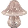 Baroni Home Lampada in Vetro da Tavolo a Batteria, Lampada da Comodino e da Soggiorno, Lampada da Scrivania Design Moderno, 18x18x18 cm, Fungo Rosa