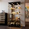 HYNHXBP Vetrina in Vetro a 4 Ripiani con LED, Vetrinetta Espositiva con 2 Ante e Serratura, Vetrina Soggiorno Moderna, per Camera da Letto, Soggiorno e Sala da Pranzo, 80,5x36,3x164,3 cm, Nero