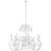 Be-Light Lampadario Shabby 8 Luci Ferro Battuto Bianco E Cristalli
