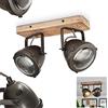 hofstein Lampada da soffitto Glostrup, lampada da soffitto dimmerabile in metallo/legno in marrone, 2 luci, paralume ruotabile e inclinabile, 2 x GU10, faretto da parete dal design retrò, senza lampadina/e