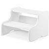 defiPad Sgabello con 2 gradini | Sgabello in legno per bambini | Scala per bambini | Mobile per bagno, cucina, cameretta dei bambini dai 2 anni (Bianco)