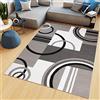 TAPISO Maya Tappeto Soggiorno Pelo Corto Design Moderno Motivo Astratto Geometrico Semicerchi tonalità Grigio Beige Camera da Letto Cameretta Ufficio Salotto Oeko-Tex 180 x 250 cm