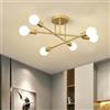Mengjay Plafoniera Industriale, E27 Plafoniere da Soffitto Vintage,6 Luci Lampada da Soffitto Industriale in Metallo,Lampadario Sputnik Plafoniere per Soggiorno Cucina Camera da Letto (Oro)