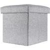 INTIRILIFE Pouf Pieghevole 30x30x30 cm in GRIGIO ALASKA - Cassapanca Cubo Contenitore Imbottito de Tessuto a l'Ottica Lino con Coperchio - Ottomane Poggapiedi Sgabello Panca Poltrona