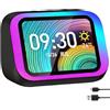 Generic Sveglia Intelligente Ai con Bluetooth 5.4, Altoparlante e Luce Rgb Dinamica, Orologio Digitale da Comodino Portatile con Display di Ora e Meteo, Chiamate a Mani Libere Black
