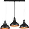 LEDSone Lampada a sospensione moderna, semplice, a tre vie, nera, curva, rettangolare in metallo, da 50 cm, per ristorante, ufficio e sala da pranzo