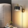 Jadssox applique da parete orientabile comodino Montaggio a parete Lampada da lettura moderna Plug in Wall Sconce, apparecchi di illuminazione per testiera girevole Lampade da parete E27 per camera da letto C
