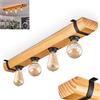hofstein Plafoniera Skads, lampada da soffitto in legno/metallo nei colori naturali/nero, lampada dal design moderno retrò/vintage/industriale con travi in legno, 4 x E27, senza lampadine