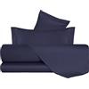 VANITA' DI RASO Completo letto Lenzuola di Raso Matrimoniale, Made in Italy, Lenzuolo piano 240x290cm + Lenzuolo Sotto con Angoli 160x190cm + 2 Federe a 2 Volani 50x80cm - Blu Notte