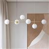 LLXDFUU Lampada a sospensione a soffitto a globo in vetro a 6 luci Lampada a sospensione Mid-Century robusta e durevole in oro Lampada a sospensione a sfera bianca per soggiorno Cucina Camera da letto