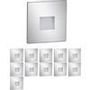 ledscom.de 12 LED, luce per scale/faretto da incasso a parete FOW per interni ed esterni, downlight, forma quadrata, acciaio inossidabile, 85 x 85 mm, bianco freddo