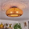 hofstein Plafoniera Bauro, plafoniera moderna in metallo/bambù/legno in nero/natura, plafoniera in design boho con grande effetto luminoso sul soffitto, Ø 40 cm, 3 luci, 3 x E27, senza lampadina