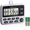 XREXS Timer Cucina, 4 Canali Contaminuti da Cucina, Timer Magnetico, Cronometro Digitale, Conto Normale e Conto Alla Rovescia, Grande Schermo LCD, Staffa Pieghevole(Batterie Incluse)