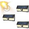 DISCORAMA FARETTO SOLARE DA ESTERNO 190 LED, FARO DA PARETE CON RICARICA SOLARE, FARETTO DA PARETE CON SENSORE DI MOVIMENTO CREPUSCOLARE, LUCE DI EMERGENZA CON 9 LED ROSSI 9 LED BLU (X3)