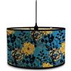 Morbuy Paralume in Bambù, Motivo Floreale di Lusso Retrò, Paralume a Tamburo 30cm Paralume per Lampada da Tavolo, Lampada da Terra, Lampadario, E27 Lampada, Decorazione Casa (Blu)