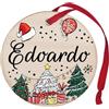 Corredino Neonato Pallina di Natale Personalizzata con Nome Edoardo, Decorazione Natalizia in legno 100% Italiana, cerchietto albero natale da 8 cm (legno, Edoardo)