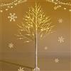 DREAMADE Albero di Betulla Bianco Artificiale Illuminato 120/180 cm, Festivo, Albero di Natale Decorativo con Luci LED Calde e Bianche per Feste e Carnevale (180 cm)