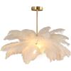 GUANSHAN Lampada a sospensione con paralume in piuma di struzzo bianco Lampada a sospensione Lampada da soffitto Apparecchio di illuminazione da soffitto per camera da letto, soggiorno