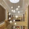 Mzhch lamp Moderno Lampadario di Cristallo a 14 Luci per Soffitto Alto - Lampada a Sospensione Semplice e Creativa per Scala, Soggiorno, Villa, Edificio Duplex - Paralume Lungo 50x200 cm