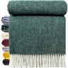 STTS International Coperta in lana vergine al 100%, in diversi colori 140 x 200 cm, copriletto, plaid in lana vergine Tirol, verde/smeraldo