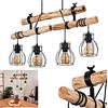 hofstein Lampada a sospensione Gondo, lampada a sospensione vintage in metallo nero e legno,4 x E27,altezza massima 158 cm (regolabile), le teste delle lampade sono regolabili individualmente,senza lampadina/e