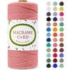 LEREATI Corda Macrame 2mm x 200m, Filo Macrame Cordoncino Cotone Naturale Spago Colorato, Cordino per Borse Uncinetto, Arazzo da Parete, Fai da Te Artigianato, Decorazioni (Carne Rosa)
