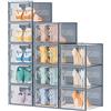 SIMPDIY 12 pcs Scatole per Scarpe,Scatole Portascarpe in Plastica Trasparenti impilabili, Contenitori Portascarpe con Coperchi per donna/uomo (33.2x25x18.7cm)