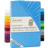 Lavea® Lenzuolo con Angoli Matrimoniale 180x200 cm - Jersey 100% Cotone - Per Materassi Topper fino a 10 cm - Con Elastico Tutto Intorno - Certificato OEKO-TEX - Azzurro Cielo