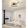 TUJJTU Moderne plafoniere a LED,lampada da soffitto dimmerabile per camera da letto nera da 3000-6000k,lampadario dorato per camera da letto con telecomando,plafoniere per sale da pranzo,cucine (Nero, 80cm)