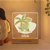 LASERO' Lampada Bimbi Personalizzata - Stampa UV su Plexiglass e Base in Legno Personalizzabile - Luce Personalizzata con Nome per Cameretta - Regalo Nascita Bimba o Battesimo Bimbo (Dinosauro)