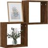 vidaXL Mensola a Cubo a Parete 2 pz Rovere Marrone 30x15x30 cm, Scaffale Pensile a Muro