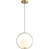HAIDU Lampada a sospensione in stile minimalista francese, lampadario a testa singola con base E27, lampada a sospensione creativa rotonda in metallo e vetro, apparecchi di illuminazione decorativa p
