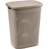 Tomaino - Cesto Portabiancheria in Plastica - Contenitore Biancheria Sporca da Bagno - Cesta Porta Vestiti e Panni Sporchi con Coperchio Salvaspazio 47 Litri (Tortora)