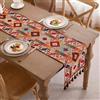 Clothfuna Runner per tavolo da pranzo in stile bohémien, in lino arancione, runner indiano, per tavolo in stile etnico con nappe, per tavolo da pranzo, credenza, feste, Natale all'aperto, 33 x 140 cm