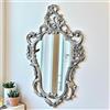 Pintici Specchio da parete, stile barocco, ovale, 50x76 cm, specchio sfarzoso, specchio ovale, specchio per corridoio (argento antico)