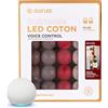 GuirLED - Ghirlanda luminosa con sfere in cotone LED USB, controllo vocale - Amazon Alexa & Google Assistant - Programmabile all'infinito - Adattatore CA 2xUSB incluso - 32 Sfere da 3,2 m - Mogano
