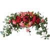 HAOSHICS - Fiori artificiali di peonia, in seta sintetica, colorati, misti, primaverili, con rosa, per matrimoni, arco, centrotavola, decorazione da parete e specchio per la casa (rosso antico)