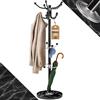 Casaria® Attaccapanni in Metallo con Base 14 Ganci Ruotabile 360° 37x37x175cm Corridoio Ufficio Appendiabiti Nero