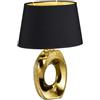 meineWunschleuchte Elegante lampada da tavolo con paralume ovale in tessuto, colore nero/oro, altezza 33 cm