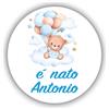 Mr Pubblicità 100 Tag Adesivi personalizzati per nascita, battesimo, compleanno, PERSONALIZZALO QUI con nome, frase, data, etichette adesive per inviti, scatolini, sacchetti, bomboniere, regalini
