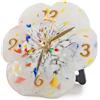 MurArt Orologio da Tavolo in Vetro di Murano realizzato a mano con una Forma di Fiore e misure 15x15 cm Made in Italy (1, Bianco)