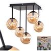 HOFSTEIN Lampada da soffitto Chehalis a 5 luci, in metallo/vetro, colore nero/ambra, design retrò/vintage, Ø ombrelli 12 cm, G9, sala da pranzo, camera da letto, soggiorno, cucina