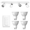 Philips Hue Kosipo Faretto da soffitto (bianco) - Luce bianca calda - incl. interruttore dimmer Hue - Faretto da soffitto 4 luci - GU10 - Hue White