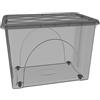 COSE DA CASA Scatola Contenitore con Coperchio e 4 Ruote Grande Box Portaoggetti 80LT STORAGE Salvaspazio Sovrapponibile 60x40x45 Organizer Multiuso organizzazione Casa Bagno Ufficio (FUME' TRASPARENTE)