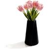 ORIZZONTE ITALIA Vaso decorativo a forma di cono plissettato, Eleganza per Fiori e Arredo Interno, Vasi per Fiori Freschi/Secchi, Ideale Regalo Arredo Casa e Ufficio,Oggetti/complementi d'arredo (Nero)
