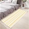 Tomifine Tappeto Salotto Vintage con Nappe, Motivo Moderno Geometrico Lavabile Tappeti per Cucina, Soggiorno, Camera da Letto (60x120 cm,Giallo)