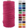 JeogYong Corda di Cotone Naturale Macrame, 4 Fili di Spesso Filato Corda di Macrame per Arazzi, Appendini per Piante, Artigianato Fai da Te, Decorazioni, Confezioni Regalo 3mm x 100m (Rosa rossa)
