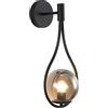 KCO Lighting Lampada da Parete Moderna a Globo di Metà Secolo Con Paralume Grigio Fumo, Wireless, Nero e Grigio Fumo per Soggiorno, Camera da Letto, Corridoio